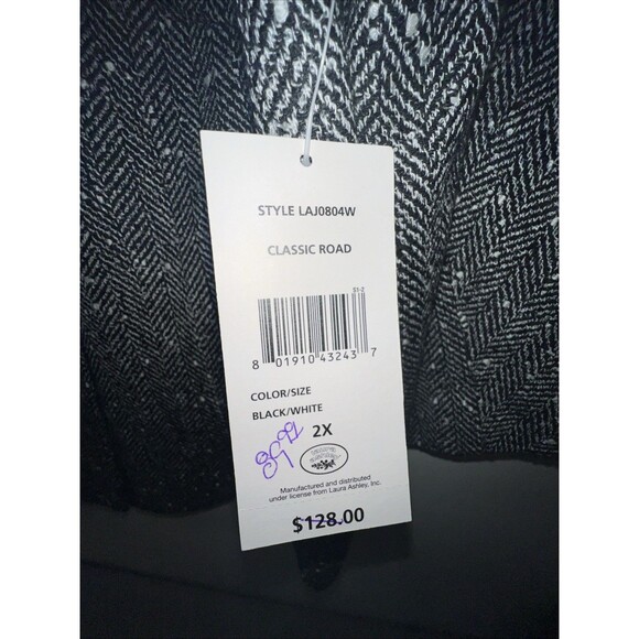 NWT Laura Ashley Woman 2X Black & White Herringbone Cropped Bolero Jacket - Picture 3 of 10